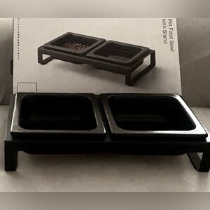 Black Double Pet Food Bowl with Stand Williams Sonoma